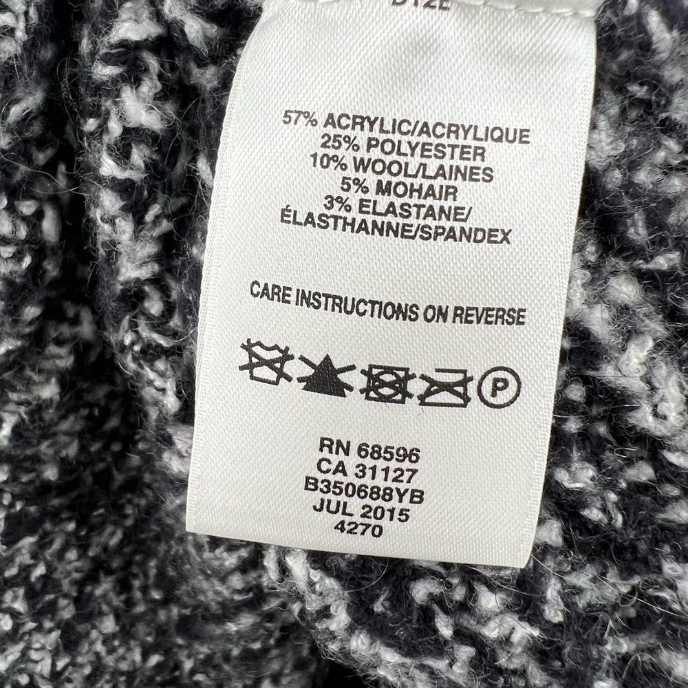 DKNYC Black Gray Marled Cowl Neck Cape Poncho Sweater M/L - Picture 7 of 9